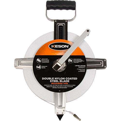 Keson SNR18300 Nylon-Reinforced Steel Blade Tape Measure with Stainless Steel Housing with Hook End (Graduations: ft., in., 1/8), 300-Foot