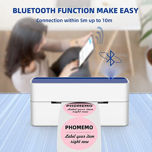 Phomemo Bluetooth Thermal Label Printer - Wireless Shipping Label Printer for Small Business, Portable Label Printer for Shipping Packages, Supports Amazon, USPS, Paypal, Ebay, Etsy