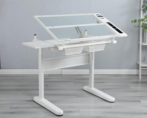 Yhqcdr Drafting Table with Storage and Stool - Hand Crank Adjustable Drawing Desk