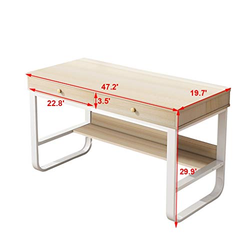 Computer Desk with 2 Drawers & Multi-Layer Storage Frame | Modern Home Office Desk for Kids, Student, Teenager, Youth | Simple Laptop Writing Table Workstation 47 Inch Waterproof(White)
