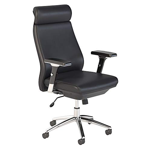 Bush Business Furniture Metropolis High Back Leather Executive Office Chair in Black