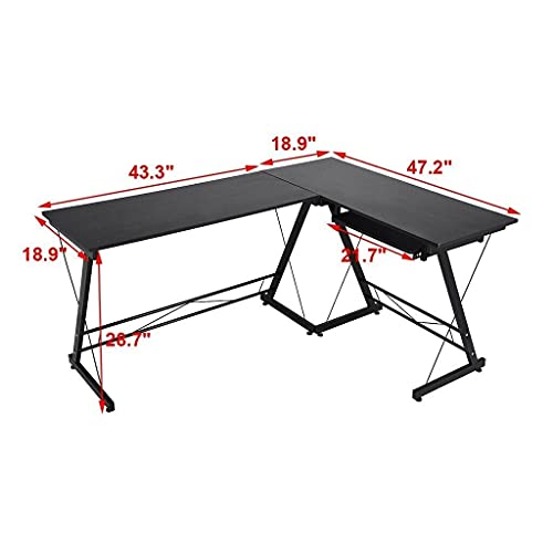HUIJK L-Shape Corner Computer Desk PC Laptop Study Table Home Office Desk Workstation