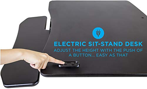 Mount-It! Electric Standing Desk Converter, Motorized Sit Stand Desk with Built in USB Port, Ergonomic Adjustable Workstation, Black (MI-7965)