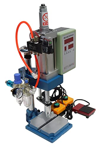 HayWHNKN Pneumatic Punch Press Machine with Display Controller Die Hole Punches Adjustable Cylinder Stroke Pneumatic Press for Sheet Metal Hole Punches Milling Machine 2 Buttons (200KG/440LB Pressure)110V