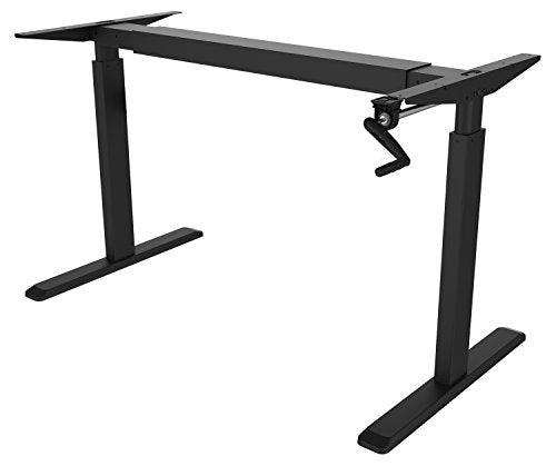 Mount-It! Stand Up Desk with Manual Crank, Frame Only, Height Adjustable Sit-Stand Base, Standing Ergonomic Home Office Desk Workstation, Black