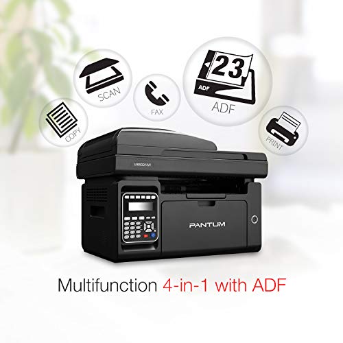 Pantum Monochrome All-in-one Wireless Laser Printer with Print Copy Fax Scan & ADF, Compact Multifunction for Home Office Mobile 23 PPM Printing (Laserjet M6600NW, Black)