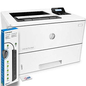 Hewlett Packard Laserjet Pro M501 dn Monochrome Laser Printer (J8H61A) with Power Strip Surge Protector and Electronics Basket Microfiber Cleaning Cloth