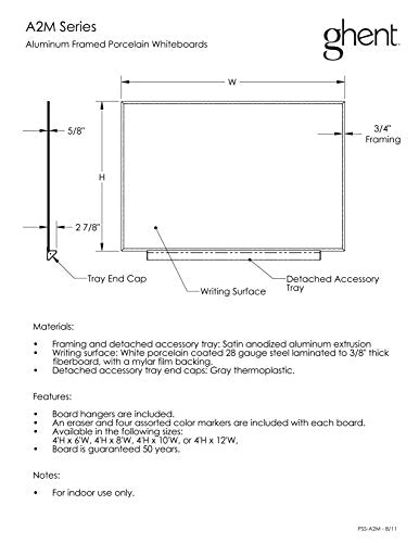 Ghent 4.5" x 8.5" Aluminum Frame Premium Porcelain Magnetic Whiteboard - 4 Markers & Eraser - Made in the USA