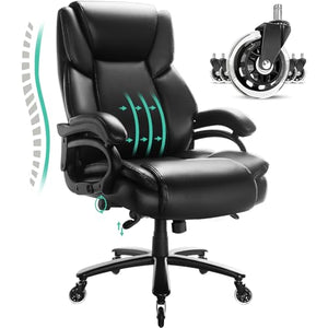 OFIKA Big and Tall Office Chair - 500lbs Capacity, Adjustable Lumbar Support, Heavy Duty Metal Base