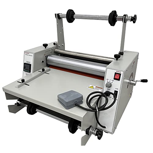 INTSUPERMAI Thermal Roll Laminator Machine 14.17in / 360mm Hot Cold 110V Single & Double Side Laminating Steel Rollers
