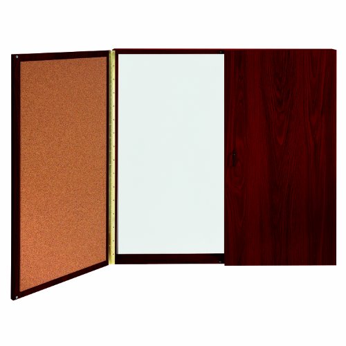 Ghent Conference Cabinet - Porcelain Magnetic Whiteboard w/Cork on Interior of Doors - Mahogany - Made in the USA