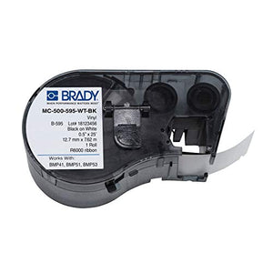 Brady MC-500-595-WT-BK, 143371 Indoor/Outdoor Vinyl Label (5 Cartridges of 25 Feet)