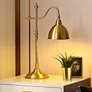 None Copper Desk Lamp Retro Bedroom Bedside Lamp 58cm Vintage Nightstand Lamps