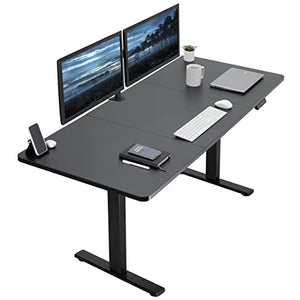 VIVO Electric Height Adjustable Standing Desk, 71 x 30 inch, Black Table Top, Black Frame, Preset Controller - DESK-KIT-1B7B