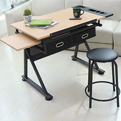 Lgan Drafting Table with Storage, Height Adjustable Tiltable Art Desk, Maple Panel Drawing Desk, for Work Study Painting Craft Table
