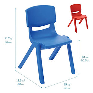 ECR4Kids 12 inch Plastic Stackable Classroom Chairs, Indoor/Outdoor Resin Stack Chairs for Kids, Assorted Colors Blue and Red (10-Pack)