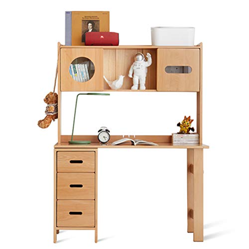 QWERTP Large Computer Desk with Hutch and Bookshelf,Simple Office Desk Workstation,Study Writing Desk for Home,Multifunctional Storage, Cabinet Body Can Be Interchanged Left and Right,D