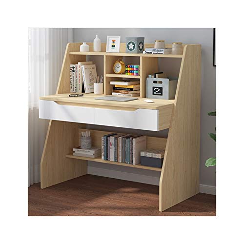 LICHUAN Computer Desk Computer Desk with Desktop Bookshelf Laptop Table Wood Writing Study Computer Desk Table Workstation for Home Office Writing Desk (Color : Natural, Size : 10350120CM)