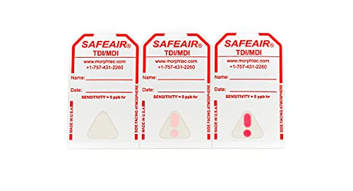 SafeAir TDI/MDI Badge for Aromatic Isocyanates (Part# 382001-50, 50-Pack) and Strap Clips (Part# 401966-10, 10-Pack)