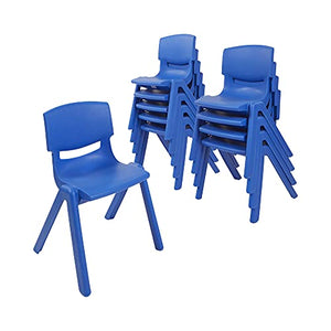 ECR4Kids 12 inch Plastic Stackable Classroom Chairs, Indoor/Outdoor Resin Stack Chairs for Kids, Blue (10-Pack)