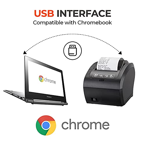 MUNBYN POS Printer, Receipt Printer USB Ethernet 80MM Thermal Printer P047, Impresora térmica, Black Supermarket POS Kitchen Printer with Auto Cutter Support Cash Drawer ESC/POS Windows System
