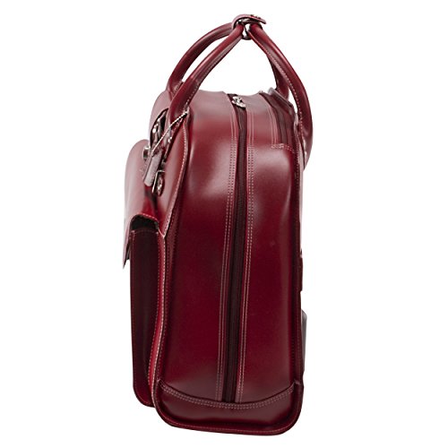 McKlein, L Series, EDGEBROOK, Top Grain Cowhide Leather, 15" Leather Wheeled Ladies' Laptop Briefcase, Red (96316)