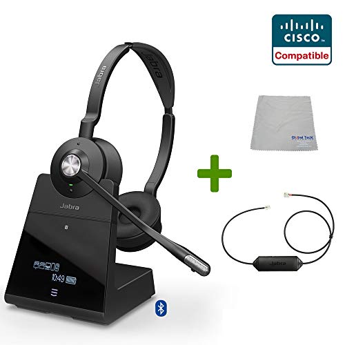 Cisco Compatible Jabra Engage 75 Wireless Headset Bundle with EHS Adapter, 9556-583-125-CIS | Cisco IP Phones, Jabber, Spark, Finesse, PC/MAC, USB, Bluetooth (Stereo - EHS - Cloth)