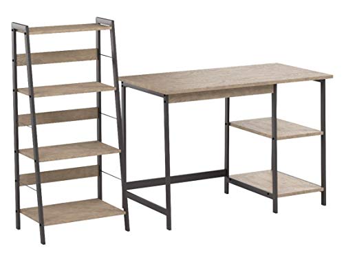 Signature Design by Ashley Homestar 2 Piece Laptop Desk & 4-Shelf Bookcase Set, 43" x 23.6" x 47"/20" x 14" x 44", Reclaimed Wood