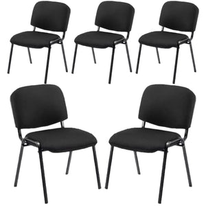 CIMOO Stackable Chairs, Mesh-Cushion, Black, 5PCS