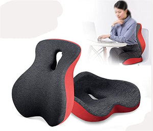 BUZZNN Memory Foam Seat Cushion & Lumbar Support Pillow for Office and Car Chair - Pain Relief Set