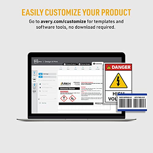 Avery UltraDuty GHS Labels, Waterproof, 1 X 1 Inch Square Labels, Pack of 24000 White Labels for Use with Laser Printers