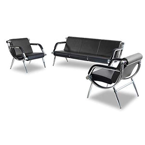 BORELAX 3PCS Office Reception Chair Set Black PU Leather