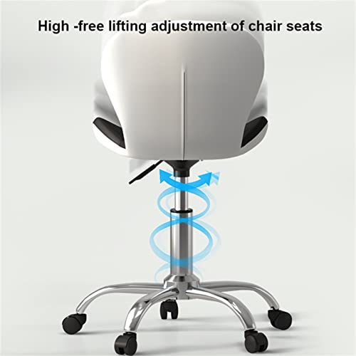 UsmAsk Rolling Stool with High Back, Height Adjustable, Pink PU Leather - Home Office Drafting Chair