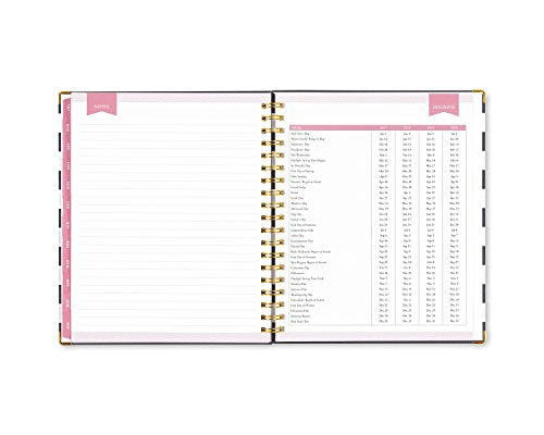 Day Designer for Blue Sky 2017-2018 Academic Year Weekly & Monthly Planner, Twin-Wire Bound, 8" x 10", Navy Stripe Hardcover