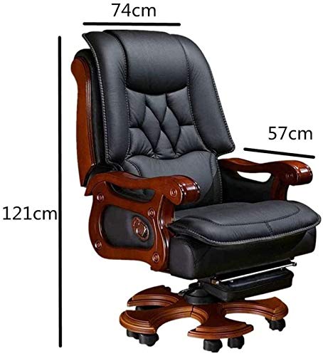 Ergonomic Office Chair Reclining Leather Swivel Chair (Black, 74x57x121cm)