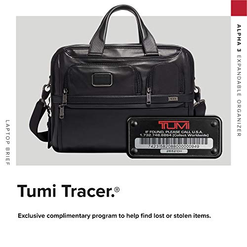 TUMI - Alpha 3 Expandable Organizer Leather Laptop Briefcase - 15 Inch Computer Bag for Men and Women - Black