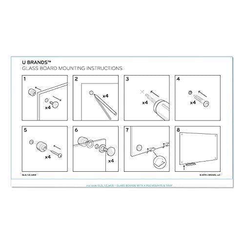 U Brands 3973U0001 Magnetic Glass Dry Erase Board Value Pack, 72 X 36, White
