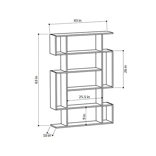 Ada Home Décor DCRB2071 Blair Bookcase, 43'' x 63'' x 10'', White