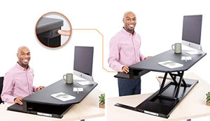 Flexpro Power 40 Inch Electric Corner Desk | 2 Level Standing Desk Converter with Quiet Height Adjustments | Large Dual Level Sit to Stand Workspace | Great for Cubicles! (Corner / 40")