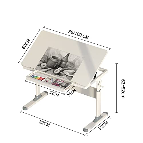 EESHHA Drawing Table Drafting Desk with Height Adjustable and Tilting Large Surface Tabletop