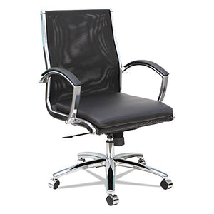 Alera ALENR4218 Neratoli Mid-Back Slim Profile Chair, Black, Leather/Mesh