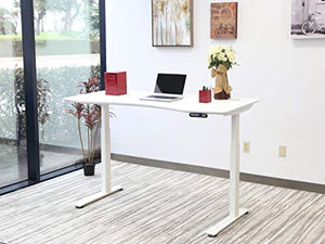 MotionWise SDD60W Manager Series Dual Motorized Rising Sit/Stand Desk for Home Or Office, Snow White