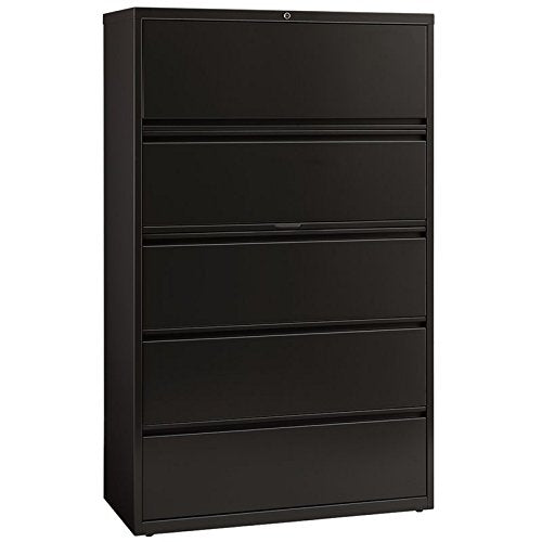 Hirsh HL8000 Series 42" 5 Drawer Lateral File Cabinet in Black