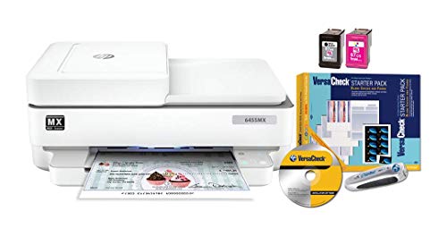VersaCheck HP Officejet 6455 MX All-in-One MICR Check Printer Bundle, White