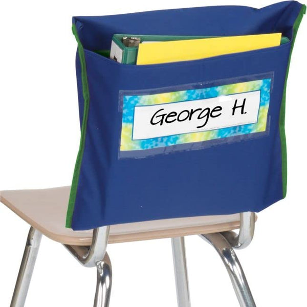 Really Good Stuff Store More Deep-Pocket Chair Pockets -Set of 36 – Classroom Chair Organizer with Name Tag Keeps Students Organized and Classrooms Neat - Navy