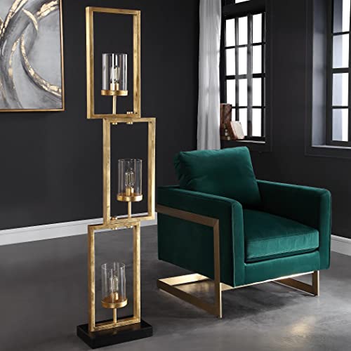 Uttermost Cielo Antique Gold Leaf 3-Light Floor Lamp