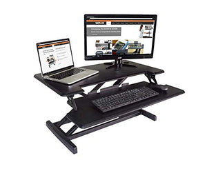 Victor DCX610 Height Adjustable Compact Standing Desk| Black| 33” Wide Sit-Stand Dual Monitor Desk and Laptop Riser Workstation| Compatible with Most Monitor Arms