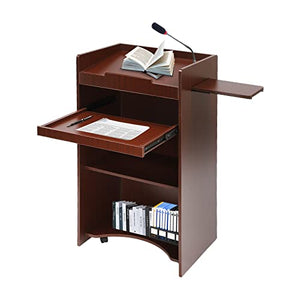 Plytinsg Floor Standing Podium with Side Shelf and Pen/Pencil Tray, Large Storage - Mobile Podium Stand for Conference, Auditorium, Classroom