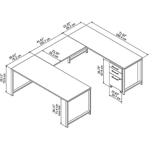 Bush Business Furniture 400 Series 72W x 30D U Shaped Table Desk with 3 Drawer Mobile File Cabinet in Storm Gray