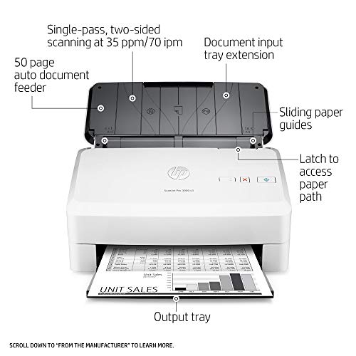 HP ScanJet Pro 3000 s3 Sheet-feed OCR Scanner (Renewed)